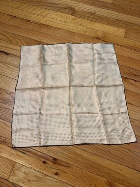 Dumont All Silk Vintage Hand Rolled Polka Dot Scarf - Cream & Brown neckerchief